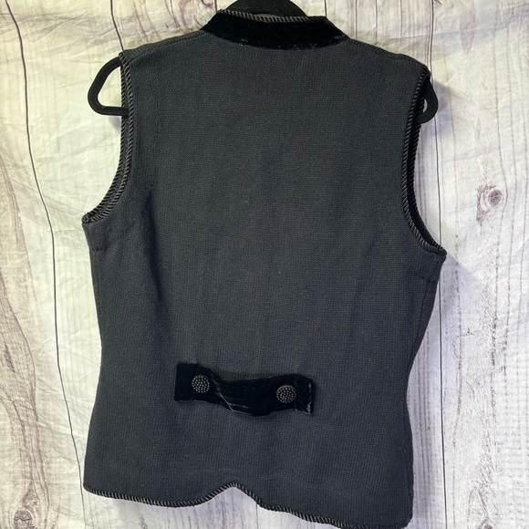 Vintage embroidered Beaded Gray and Black Women's Vest Medium - Picture 6 of 9